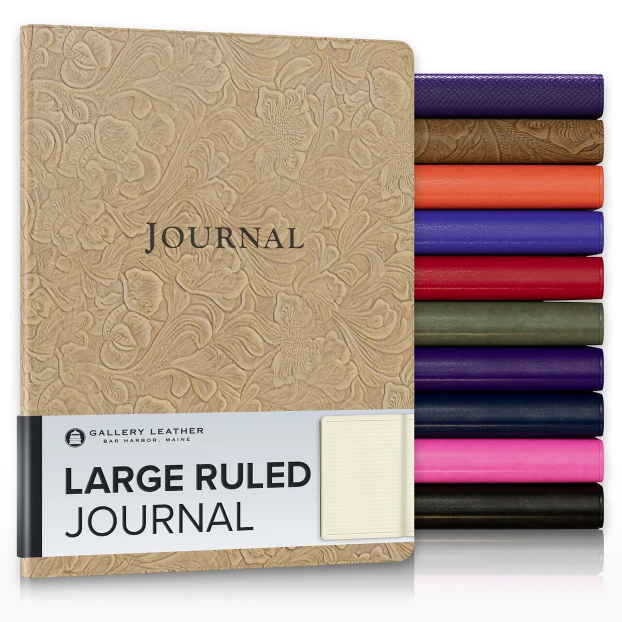 Gallery Leather Journal - Crafted in Maine, USA - Elegant Leather Writing Notebook with 192 Lined Pages - A Timeless Space for Your Thoughts - 9.75x7.5 ", Large Lined